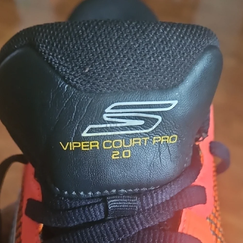 Skechers Mens Pickle Ball Sneakers Vibrant Orange and Black Sz 10.5